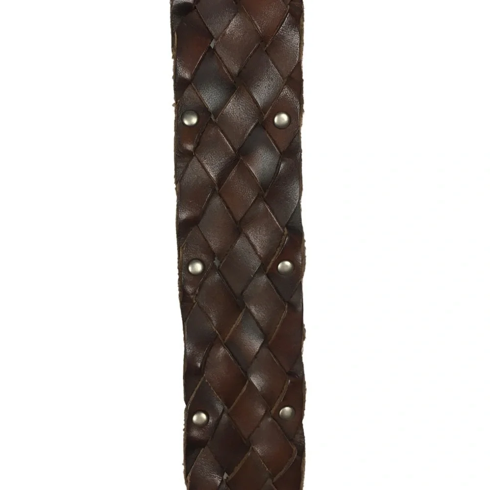 AMERICAN EAGLE Braided Leather Belt Stud Details Western Equestrian Rodeo S/M